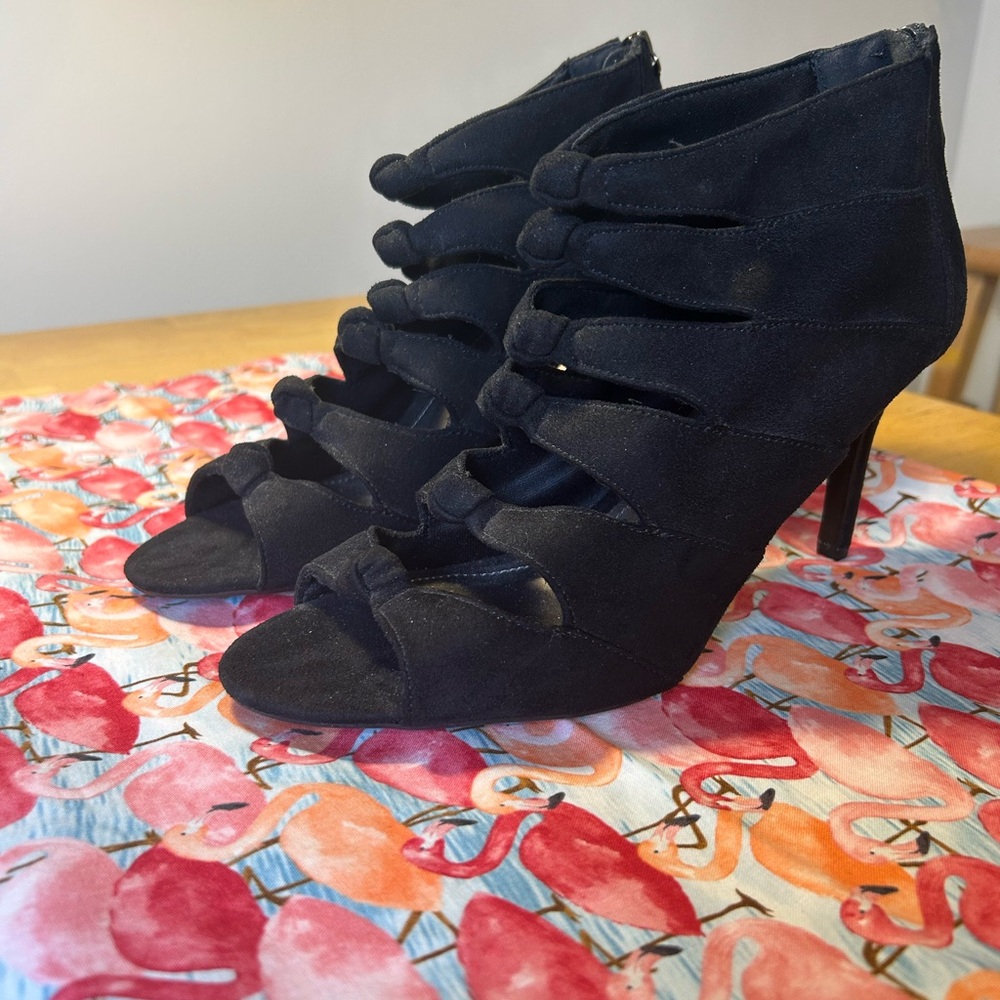 Impo "Tanie" Stretch Faux Suede Black Heels Size 10